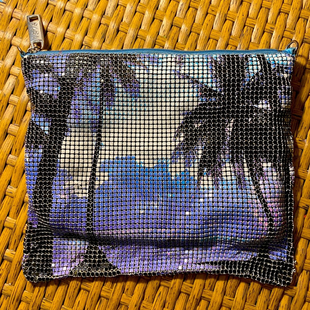 Whiting & Davis 1876 metal mesh bag, palm tree/Hawaiian print